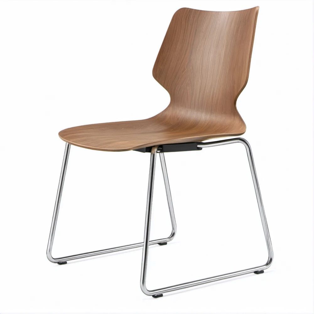 Freischwinger in Walnussbraun mit verchromtem Stahlgestell, 46 x 52 x 85 cm