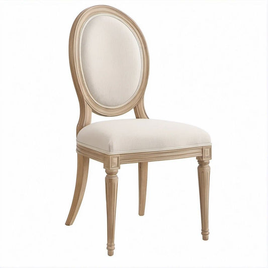 Gepolsterter Esszimmerstuhl aus Massivholz, Beige/Hellbraun, 50 x 58 x 101 cm