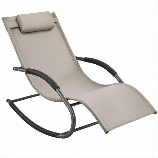 Ergonomische Schaukelliege in Taupe/Schwarz, 160 x 65 x 85 cm