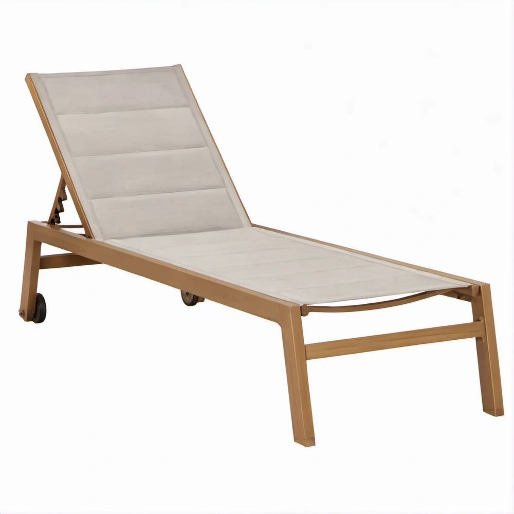 Verstellbare Gartenliege mit Rollen Taupe/Beige aus Aluminium und Textilene, 200 × 65 × 35 cm