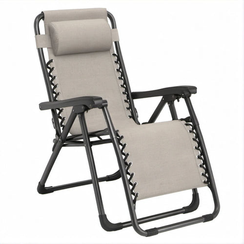 Klappbarer Relaxsessel Beige/Schwarz, 90 x 65 x 110 cm