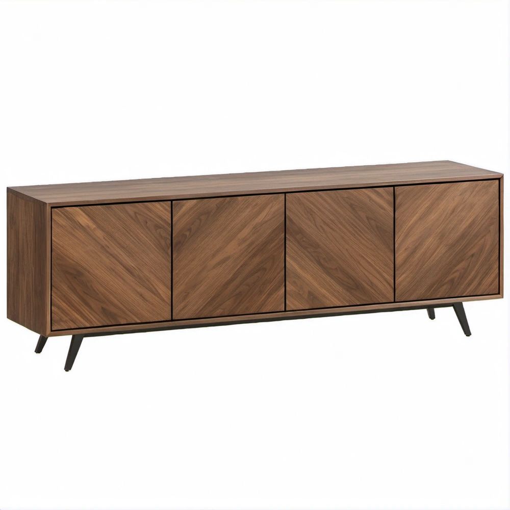 Sideboard mit 4 Türen in Walnussoptik, 180 x 40 x 80 cm
