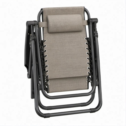 Klappbare Relaxliege Taupe/Schwarz, 90 x 65 x 110 cm